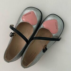 Gucci Kids Silver and Pink Heart Shoes